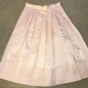 Pink Pleated Silk Midi Skirt